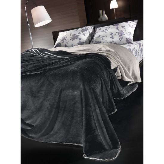 Σετ 2τμχ Κουβέρτα Velvet Anthracite 160x220