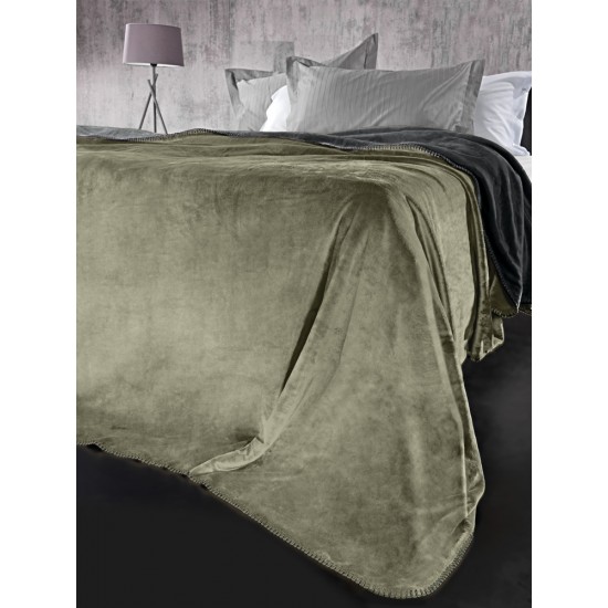 Σετ 2τμχ Κουβέρτα Velvet Khaki 220x240