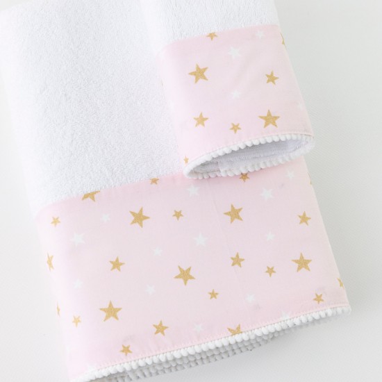 Πετσέτες Σετ 2ΤΜΧ Stardust Λευκό-Ροζ