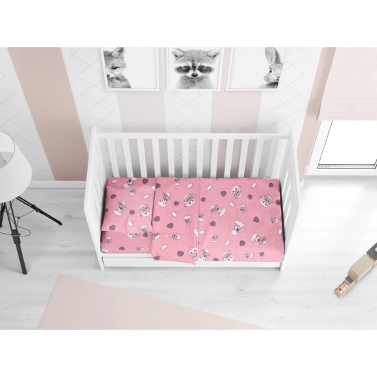 ΚΑΤΩΣΕΝΤΟΝΟ ΜΕ ΛΑΣΤΙΧΟ bebe Προβατάκι 05 0,70X1,40X0,15 Pink Flannel cotton 100%