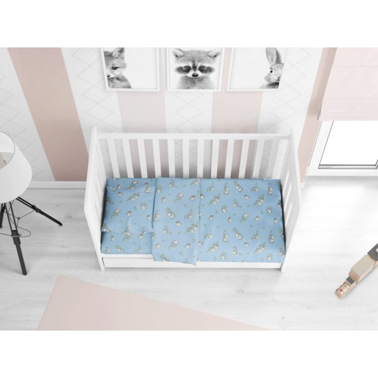 ΣΕΝΤΟΝΙΑ ΕΜΠΡΙΜΕ ΣΕΤ 3 τεμ bebe Birds 14 120Χ160 Sky blue Flannel cotton 100%