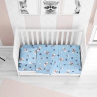 ΣΕΝΤΟΝΙΑ ΕΜΠΡΙΜΕ ΣΕΤ 3 τεμ bebe Προβατάκι 06 120Χ160 Sky blue Flannel cotton 100%