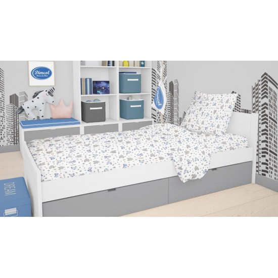 ΣΕΝΤΟΝΙΑ ΕΜΠΡΙΜΕ ΣΕΤ 3 τεμ kids Elephant 174 160Χ240 Blue Cotton 100%