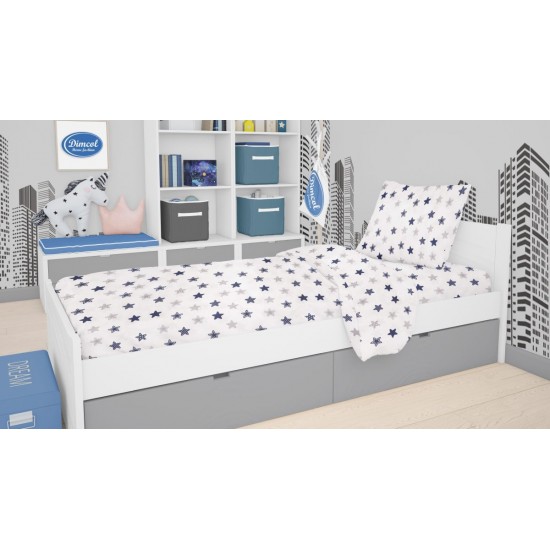 ΣΕΝΤΟΝΙΑ ΕΜΠΡΙΜΕ ΣΕΤ 3 τεμ kids Star 102 160Χ240 Blue Cotton 100%