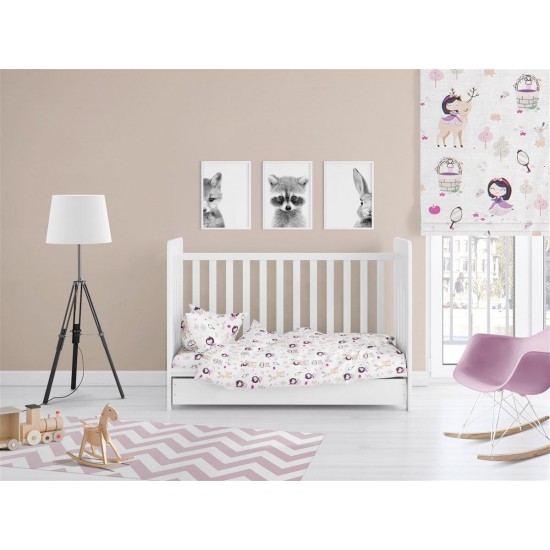 ΚΑΤΩΣΕΝΤΟΝΟ ΜΕ ΛΑΣΤΙΧΟ bebe Lily & Deer 179 0,70X1,40X0,15 White-Pink Cotton 100%