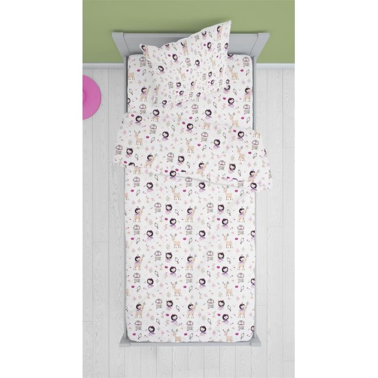 ΠΑΠΛΩΜΑ ΕΜΠΡΙΜΕ kids Lily & Deer 179 160X240 White-Pink Cotton 100%