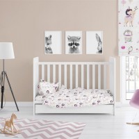 ΣΕΝΤΟΝΙΑ ΕΜΠΡΙΜΕ ΣΕΤ 3 τεμ bebe Lily & Deer 179 120X160 White-Pink Cotton 100%