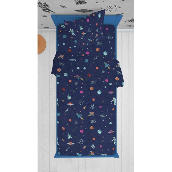 ΣΕΝΤΟΝΙΑ ΕΜΠΡΙΜΕ ΣΕΤ 3 τεμ kids Space 189 160Χ240 Blue Cotton 100%