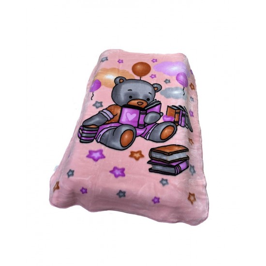 ΚΟΥΒΕΡΤΑ ΒΕΛΟΥΤΕ ΠΟΛΥΤΕΛΕΙΑΣ bebe Studying Bear 37 110X140 Baby Pink 100% Polyester