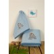 ΠΕΤΣΕΤΑ Με Κέντημα Σετ 2 τεμ bebe Airplane 156 30X50,70X140 Σιελ 100% Cotton