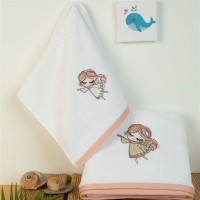 ΠΕΤΣΕΤΑ Με Κέντημα Σετ 2 τεμ bebe Little Angel 142 30X50,70X140 Λευκό 100% Cotton