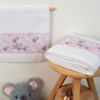 ΠΕΤΣΕΤΑ Με Ψηφιακή Εκτύπωση Σετ 2 τεμ bebe Elephant 28 30X50,70X140 Λευκό 100% Cotton