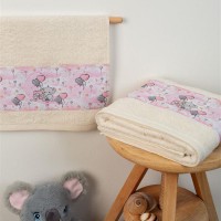 ΠΕΤΣΕΤΑ Με Ψηφιακή Εκτύπωση Σετ 2 τεμ bebe Elephant 29 30X50,70X140 Εκρού 100% Cotton