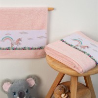 ΠΕΤΣΕΤΑ Με Ψηφιακή Εκτύπωση Σετ 2 τεμ bebe Rainbow Unicorn 77 30X50,70X140 Ροζ 100% Cotton