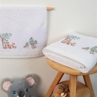 ΠΕΤΣΕΤΑ Με Ψηφιακή Εκτύπωση Σετ 2 τεμ bebe Forest 52 30X50,70X140 Λευκό 100% Cotton