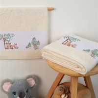 ΠΕΤΣΕΤΑ Με Ψηφιακή Εκτύπωση Σετ 2 τεμ bebe Forest 53 30X50,70X140 Εκρού 100% Cotton