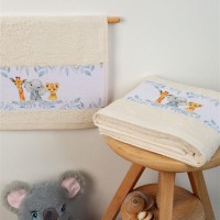 ΠΕΤΣΕΤΑ Με Ψηφιακή Εκτύπωση Σετ 2 τεμ bebe Jungle 109 30X50,70X140 Εκρού 100% Cotton