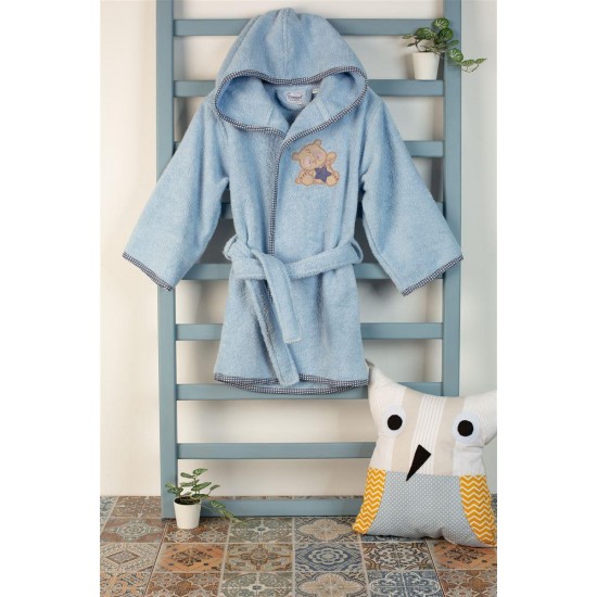 ΜΠΟΥΡΝΟΥΖΙ Με Κέντημα bebe Star Bear 151 SIZE:02 Σιελ 100% Cotton