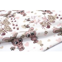 ΠΑΝΑ ΦΑΝΕΛΑ bebe Bunnies 30 80X80 White-Coral 100% Cotton Flannel