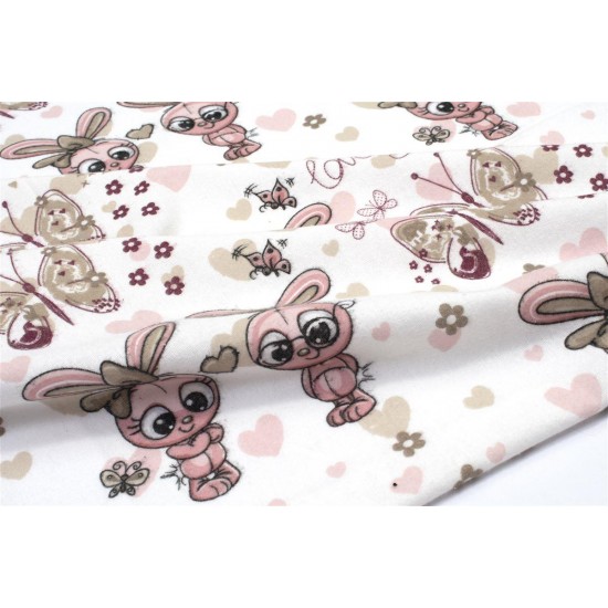 ΣΕΝΤΟΝΑΚΙ ΛΙΚΝΟΥ bebe Bunnies 30 80X110 White-Coral 100% Cotton Flannel