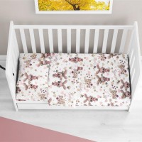 ΣΕΝΤΟΝΙΑ ΕΜΠΡΙΜΕ ΣΕΤ 3 τεμ bebe Bunnies 30 120X160 White-Coral 100% Cotton Flannel