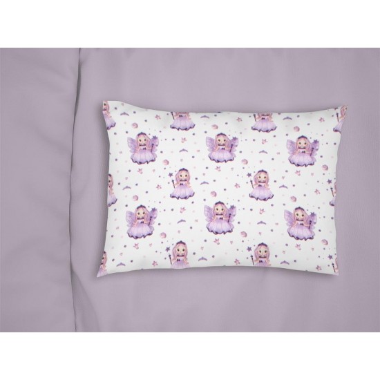 ΜΑΞΙΛΑΡΟΘΗΚΗ ΕΜΠΡΙΜΕ bebe Fairy 86 35X45 White-Lilac 100% Cotton Flannel