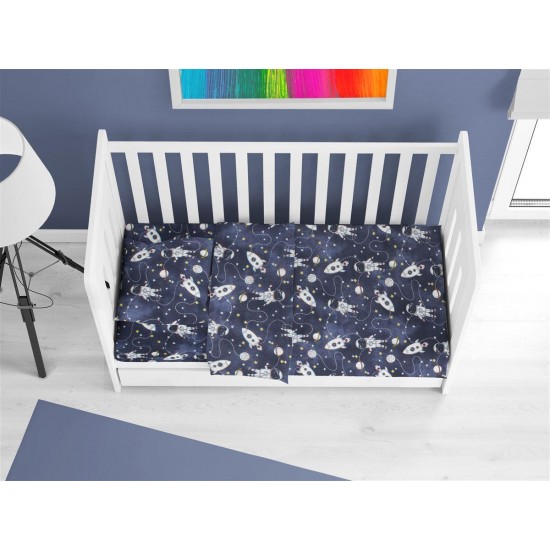 ΚΑΤΩΣΕΝΤΟΝΟ ΜΕ ΛΑΣΤΙΧΟ bebe Galaxy Travel 90 0,70X1,40X0,15 Blue 100% Cotton Flannel