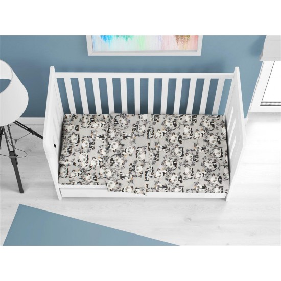 ΣΕΝΤΟΝΙΑ ΕΜΠΡΙΜΕ ΣΕΤ 3 τεμ bebe Panda Bear 96 120X160 Grey 100% Cotton Flannel