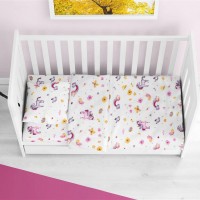 ΣΕΝΤΟΝΙΑ ΕΜΠΡΙΜΕ ΣΕΤ 3 τεμ bebe Unicorn 105 120X160 White 100% Cotton Flannel