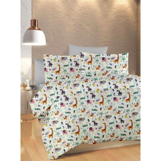 ΚΑΤΩΣΕΝΤΟΝΟ ΜΕ ΛΑΣΤΙΧΟ bebe Zoo 556 0,70X1,40X0,15 White-Multi 100% Cotton