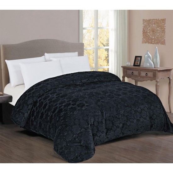 Κουβερτοπάπλωμα Γούνα-Sherpa 730 gsm 1830 Black 160X220 100% Polyester