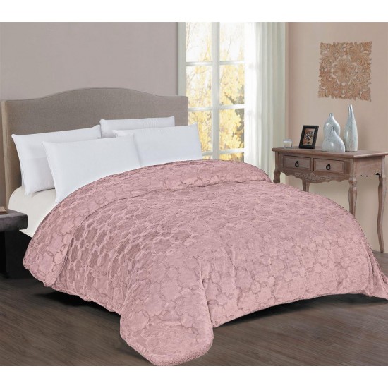 Κουβερτοπάπλωμα Γούνα-Sherpa 730 gsm 1830 English Rose 160X220 100% Polyester