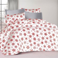 ΠΑΠΛΩΜΑ ΕΜΠΡΙΜΕ Snowflake 462 160X240 White-Red 70/30 Cott/Pol