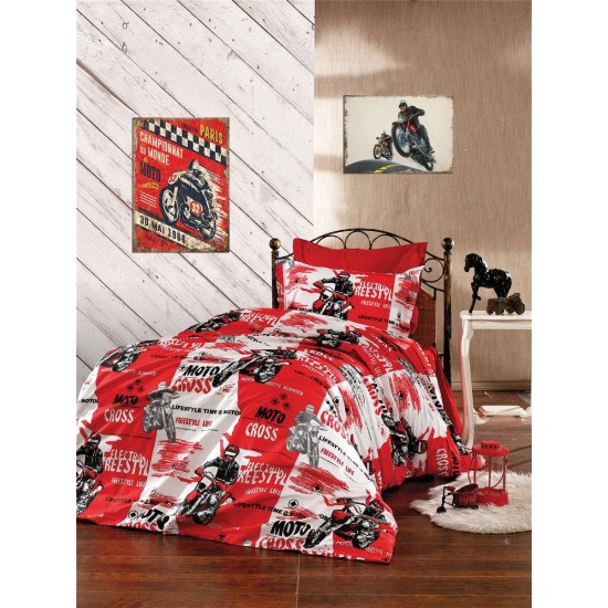 ΣΕΝΤΟΝΙΑ ΕΜΠΡΙΜΕ ΣΕΤ 3 τεμ kids Motocross 288 160X240 Red 70/30 Cott/Pol