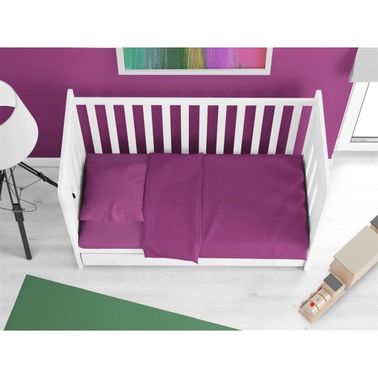 Κατωσέντονο με Λάστιχο bebe Solid 501 0,70X1,40X0,15 Dark Magenta 100% Cotton