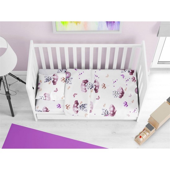 Κατωσέντονο Με Λάστιχο bebe Kitten 561 0,70X1,40X0,15 Mauve 100% Cotton