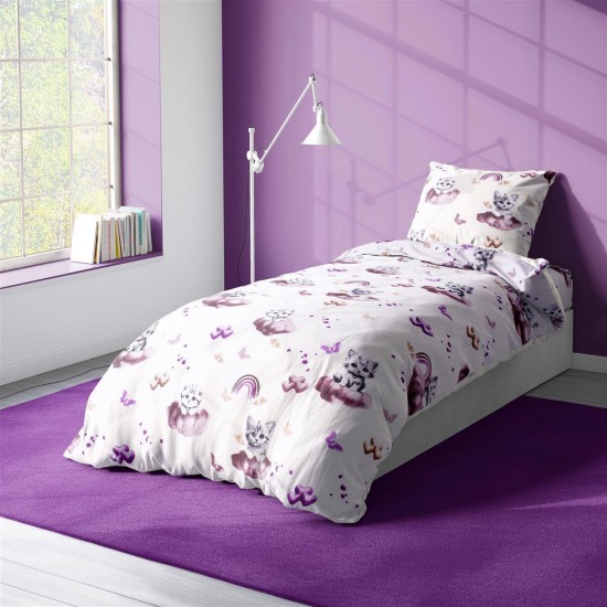 Πάπλωμα Εμπριμέ kids Kitten 561 160X240 Mauve 100% Cotton