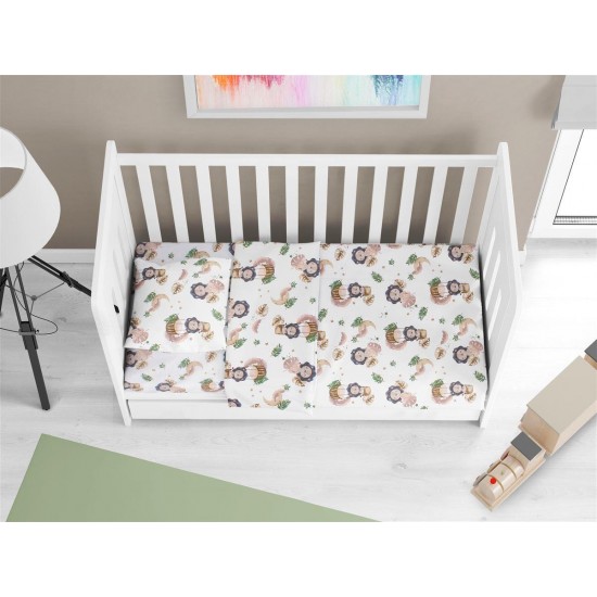 Κατωσέντονο Με Λάστιχο bebe Lion 532 0,70X1,40X0,15 Beige 100% Cotton