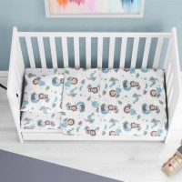 Σεντόνια Εμπριμέ Σετ 3 τεμ bebe Lion 533 120X160 Sky Blue 100% Cotton