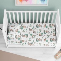 Σεντόνια Εμπριμέ Σετ 3 τεμ bebe Lion 534 120X160 Green 100% Cotton