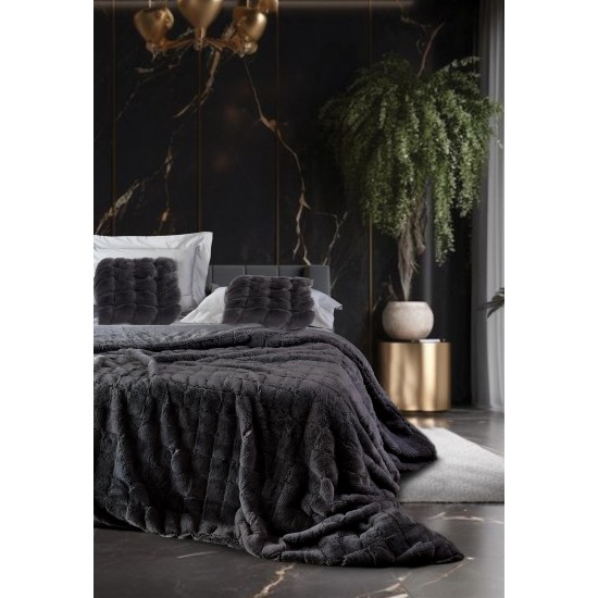 ΚΟΥΒΕΡΤΟΠΑΠΛΩΜΑ 220Χ240 FUR1 DARK GREY SQUARE