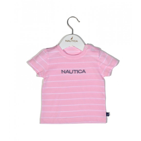 Nautica Des.12 T-Shirt  Jersey Organic Ροζ Ριγέ 68cm 3-6 μηνών