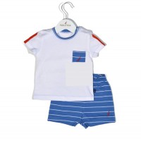 Nautica Des.11 Σετ T-Shirt & Shorts Jersey Organic Μπλε Ριγέ 74cm