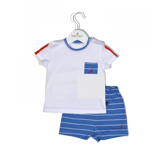 Nautica Des.11 Σετ T-Shirt & Shorts Jersey Organic Μπλε Ριγέ 74cm