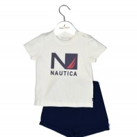 Nautica Des.17 Σετ T-Shirt & Shorts Jersey Ecru/Navy 98cm 3 ετών