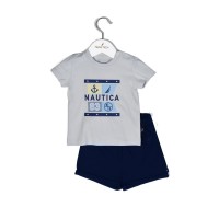 Nautica Des.15 Σετ T-Shirt & Shorts Jersey Grey/Navy 98cm 3 ετών