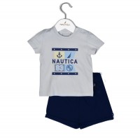 Nautica Des.15 Σετ T-Shirt & Shorts Jersey Grey/Navy 92cm 2 ετών