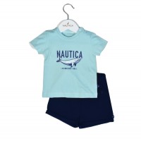 Nautica Des.13 Σετ T-Shirt & Shorts Jersey Mint/Navy 98cm 3 ετών