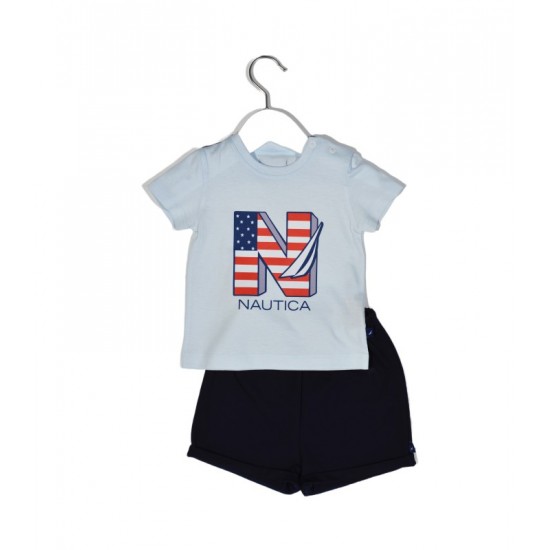Nautica Des.11 Σετ T-Shirt & Shorts Jersey Light Blue / Navy 86cm 12-18 μηνών