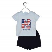 Nautica Des.11 Σετ T-Shirt & Shorts Jersey Light Blue / Navy 92cm 2 ετών